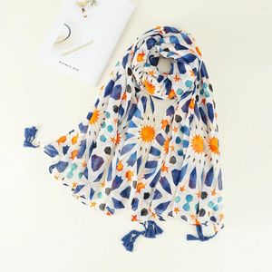 Halsdukar mode tryckt sjal halsduk märke aztec blommig tofs viskos kvinnor hög kvalitet wrap pashmina stal bufandas muslim hijab