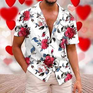 Herren lässige Shirts Männer Shirt Digital 3D bedruckt kurze Top -Revers -Kleidung für den Frühling Herbst Hawaii Shirtscamisas de Hombre