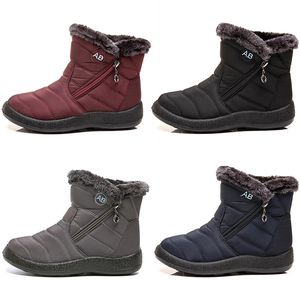 Designer Warm Ladies Botas de neve Light Cotton Women Shoes Black Red azul escuro cinza Botas de tornozelo de inverno feminino tênis de esportes macios ao ar livre treinadores