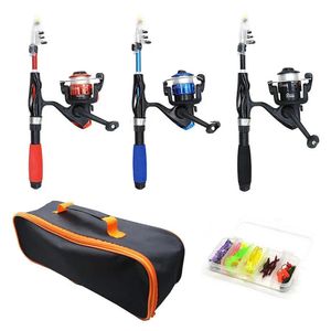 Acessórios Mini poste telescópico de pesca com bobina Bait Box Kit de haste de pesca portátil Small Sea Rod Rod para crianças