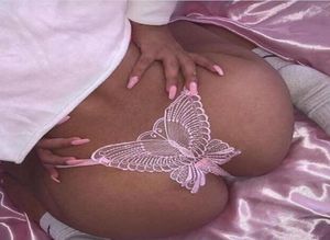 Mulher039s calcinha sexy Butterfly Woman renda oca bordado bordado de borboleta tanga aberta C Tire a roupa íntima 9884891