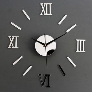 Zegarki Nowoczesne DIY Number Zegar ścienny 3D Lustro Naklejka powierzchniowa Dekor Home Decor Art Giant Wall zegar zegarku z rzymskimi cyframi Big Clock