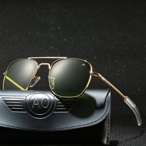 Sunglasses With Case Aviation AO Men Designer Sun Glasses For Male American Army Military Optical Glass Lens Carton250C