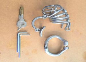 Novo design de trava dupla de moda de aço inoxidável cinturão de castidade masculina dispositivo de castidade metal pênis bloqueio de castidade de gaiola brinquedos sexuais para1347906
