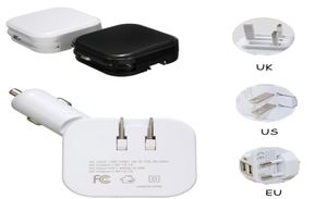 Cały Universal 2 w 1 podwójny port USB DC 5V 21A Składany ładowarka samochodowa Adapter zasilający Homewall Plug Double USB Car Fold3532605