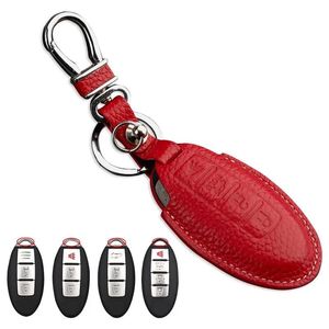 日産アルメラXtrail Qashqai Murano Maxima Rogue Key Holder Bag for Infiniti Car Key Chain Accessoのためのステッカーレザーキーフォブカバーケース