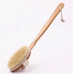 Long Detachable Brush Dry Skin Body Brush Non-slip Handle 100% Natural Bristle Bath Shower Brush Blood Circulation Exfoliation C462