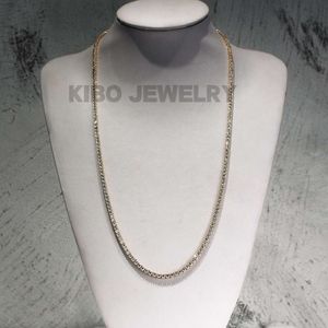 Kibo smycken isade ut guldfyllda VVS1 D Färg 3mm bredd Moissanite Real 14K Solid Gold Necklace Tennis Chain