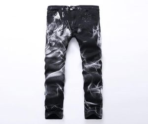Wolemen Stamping Jeans Keans Keee 3D Stampato Black Rap Biker Jeans Men Hip Hop Hop Slim Wolf Skols Skinny Jeans For Men Denim Pants PL7714351