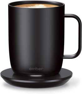 Controle de temperatura da brasa caneca inteligente 2, 14 oz, caneca de café aquecida com 80 minutos de bateria e design aprimorado, preto