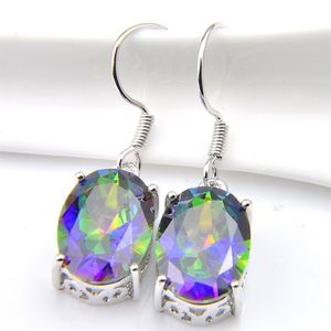 6 par 1Lot LuckyShine Thanksgiving Gift Classic Fire Mystic Topaz 925 Sterling Silver Dangle Earrings Ryssland Canada Drop Earring266m