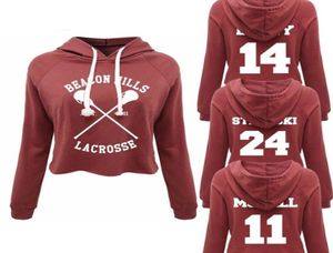 Donne harajuku con cappuccio ritagliato con cappuccio per le felpe del lupo di lupo di lupo lacrosse lacrosse McCall Stilinski Lahey Crop Top con cappuccio Streetwear Y20067680213