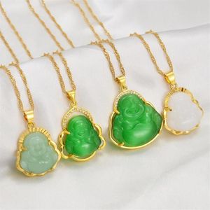 ペンダントネックレスAnniyo Buddher Women Gold Color Amulet Chinese Style Maitreya Necklace Jewelry Drop＃001536332N