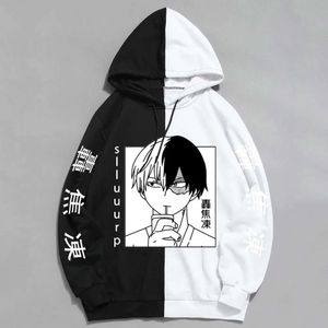 My Hero Academia Shoto Todoroki Hoodies Haruku Anime Sweatshirt Men Fashion Fall Winter Pullover Hoodie Patchwork