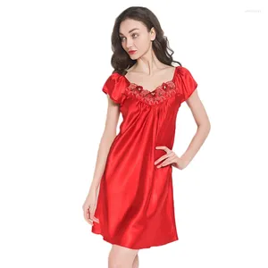 Women's Sleepwear Ladies Sexy Silk Nightgown Homewear Home Wear Dress Women Nightwear Nightdress Lingerie Lace B-5307