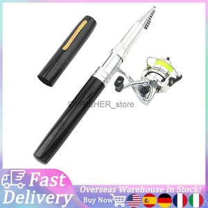 Båtfiskespäng Portable Pen Forme Fishing Rod Telescopic Aluminium Eloy Fishing Pole + Metal Fishing Reel Spinning Reel Fishing Tools Kitl231223