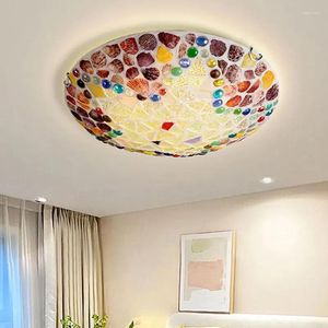 天井照明地中海のライトボヘミアンガラスホームロフト装飾リビングルームのクリエイティブシェル照明キッチンベッドルームランプの備品