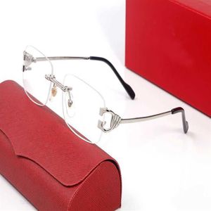 Marca de designer Luxury Carti Sunglasses Frames Moda Men Gold Bur Rimless Eyeglasses para Man Anti -Glass Sun Glass Metal Silver Fr2228m
