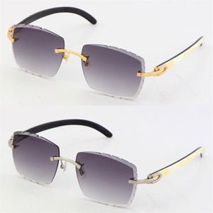 Verkauf von randlosen Mode Luxusdesigner Sonnenbrille Original White Mix Black Buffalo Horn Diamond Schnittlinsen Gläser Männlich und weiblich 292W