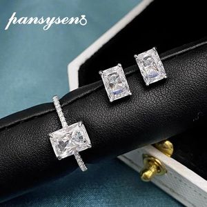 Ожерелья Pansysen 18k белого золота свадьба создал мойассанитовые алмазные серьги кольцо ювелирные украшения сплошное серебро 925