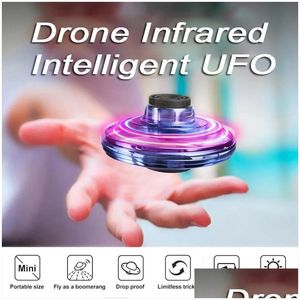 Aircraft Electric/Rc Aircraft Flynova Ufo Fidget Spinner Toy Kids Portable Flying 360° Rotating Shinning Led Lights Release Xmas Gift Drop