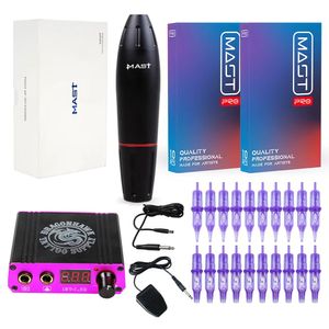 Machine Professional Tattoo Kits Rotary Tattoo Pen Hine Guns Permanent Makeup Hine Color Inks Power Supply Cartridge Needles D3029