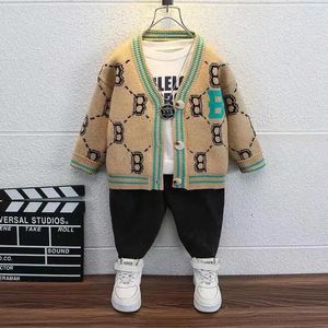 Cardigan crianças roupas de grife bebê menina menino suéteres cardigan b impressão malhas jumper crianças casaco b205