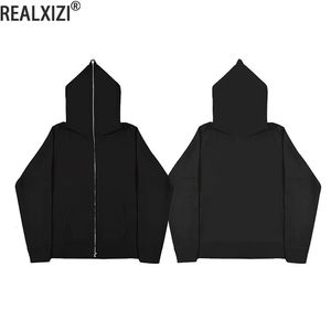 Polar Fleece Jackets Harajuku Jacke Mantel Schwarzer Zip -Kapuze -Sweatshirt Langarm Zipper Strickjacken lässig Lose Zipup Hoodies 231222