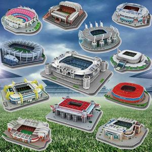 3D Puzzles Criativo DIY 3D Quebra-cabeça de Papel Estádio de Futebol Modelo Montado Brinquedos Educativos Arquitetura Jigsaw Para Crianças Fãs GiftsL231223