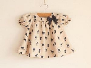 2016 Summer baby dress Brand children clothes fawn bowknot baby shirts skirts girls tshirts kids topwear7594609