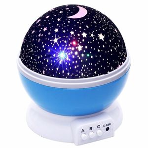 LED rotierende Star -Projektor Neuheit Beleuchtung Mond Sky Rotation Kinder Baby Kindergarten Nachtbatteriebatterie betriebene Notfall -USB Lamp309b