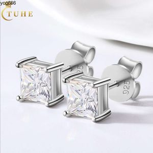 Moda 0,6-1,2ct 18k White Gold VVS 925 Sterling Silver Princess Cut VVS Moissanite Diamond Solitaire Stud Brincos