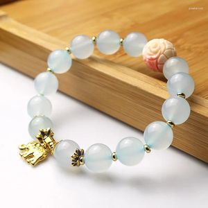 Strand Wholesale Blue Natural Crystal Bracelets 10mm Bead Elephant Pendant Lucky For Women Single Lap Bracelet Jewelry