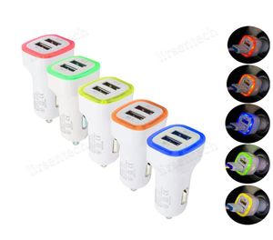 Carregador de carro LED Dual USB Carreger veículo Adaptador de energia portátil 5V 1A para iPhone para Android para celular1790126