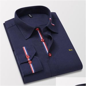 Mens Casual Shirts Autumn Men Jeans 100%Cotton Embroidery Long Sleeve Harmont Shirt Fashion Slim Fit Blaine Shirtsmens Drop Delivery A Dhfas