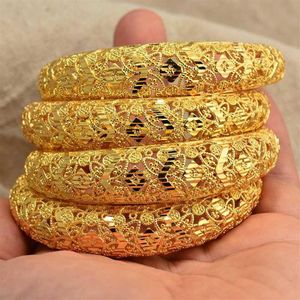 Armreifen 4 Stücke Los Gold Farbe Dubai Armreifen für Frauen Äthiopische Armbänder Middle Osten Hochzeit Schmuck afrikanische Geschenke247e