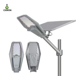 Light Solar Street Lights 100W 200W 300W 400W LED Outdoor Lighting Series SMD2835 Aluminium IP65 Vattentät med fjärrkontroll och pole