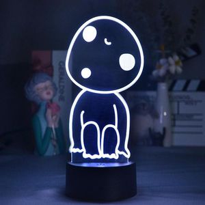 Night Lights Anime Princess Mononoke Hime Figure Kodama 3D Lamps LED Neon Lovely Gifts RGB Bedroom Bedside Table Desk Decoration245u