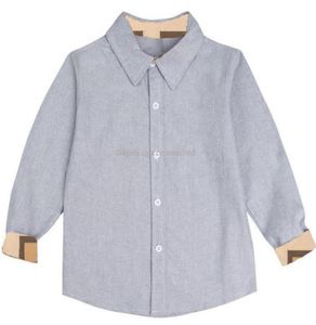 Baby pojke designer skjortor långärmad lapel cardigan skjorta casual barn tshirt gentleman bluses topps småbarn pojkar kläder1848797