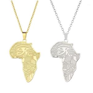 Mappa africana di colore d'oro del colore d'argento con collane a catena a sospensione bandiera gioielli africani per le donne maschi da uomo254w