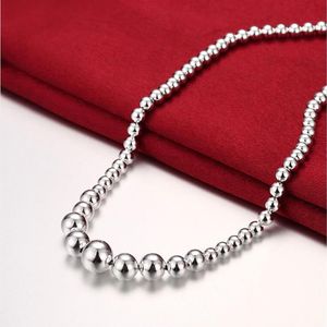 Lady's Sterling Silver Plated Large and small beads necklace GSSN195 fashion lovely 925 silver plate jewelry necklaces chain2280