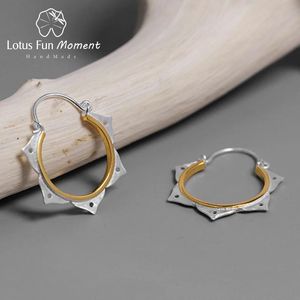 Huggie Lotus Fun Moment Real 925 Sterling Silver Natural Creative Fashion Jewelry Minimalist Lotus Flower HoopEarrings for Women