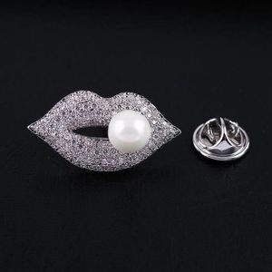 Pins spille sexy labbra bacio cz con perno bavaglio per spilla da cula di moda accessori gioielli di gioielli269o 269o