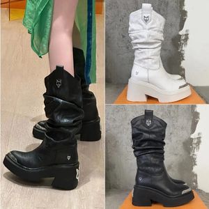 عارية Wolfe Sloane Boots Women Saturn Martin Boot المصمم الفاخر المصمم من الجلد السميك وأحذية مارتن سميكة مع أحذية مرتفعة بحجم 35-41