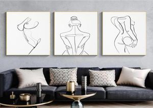 Donna Body One Line Drawing Tela Painting Abstract Figura femminile Stampe d'arte Nordic Minimalista DECIFICA DELLA CAMERA DELLA MOLTA DEL MOLTO DI PITTURA 6590252