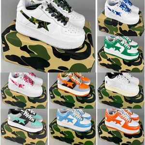 النساء رجال A Bathing Ape SK8 أحذية منخفضة الحجم 13 أحذية رياضية الولايات المتحدة المصممة البيضاء