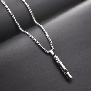 Pendant Necklaces Whistle Necklace Hip-hop Personality Trendy Men's Simple Cool Flute Can Blow Creative Metal Chain206s