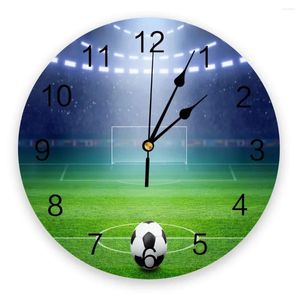 Wall Clocks Football Green Stadium Lights Creative Clock Silent Modern Watch Living Room Home Decor