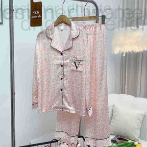 Women's Sleepwear Designer Brand V Fragmented leopard women pajamas fashion long sleeved pants ice and snow silk cover with pockets free ship W422 ZTTC