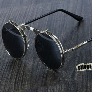 Okulary przeciwsłoneczne steampunk okrągły kobiety metalowe vintage fila okrągłe podwójne soczewki okulary słoneczne styl okrąg